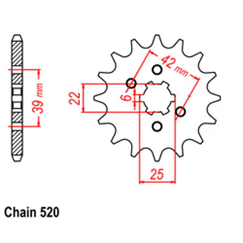 RK Front Sprocket Honda 15Ts